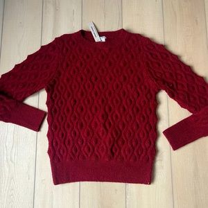 Sweet Romeo Sweater Medium Red Burgundy Popcorn Long Sleeve Crew Top Work Women